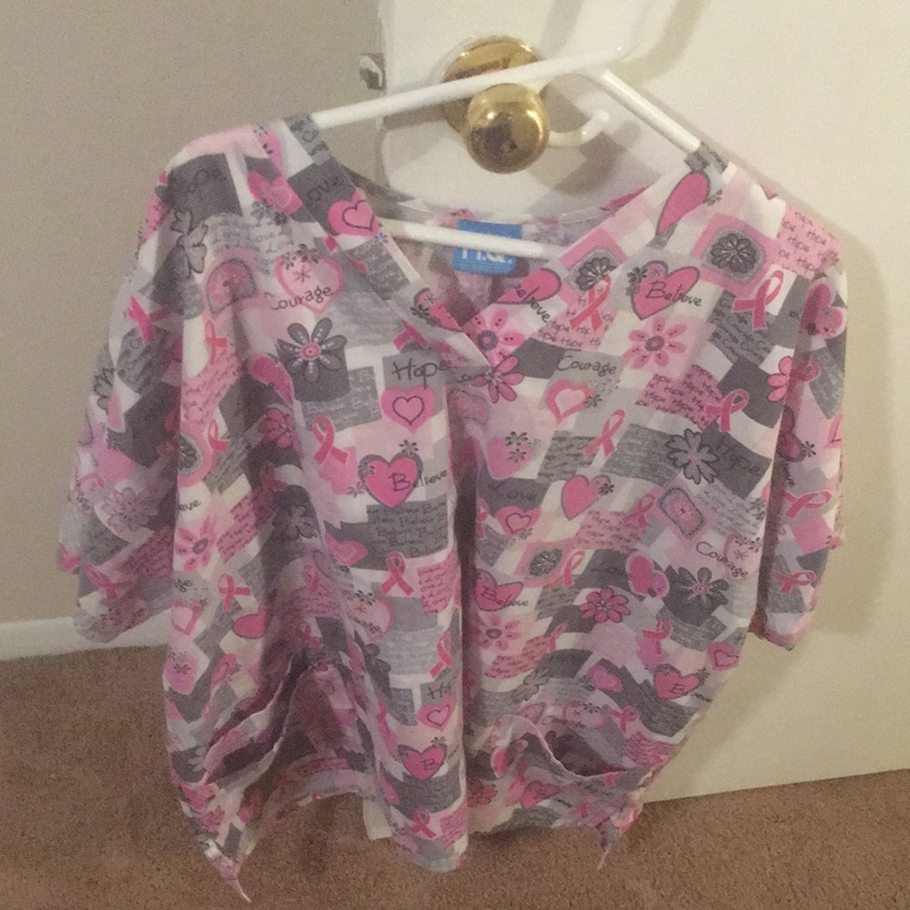 Women ribbon of hope scrub set